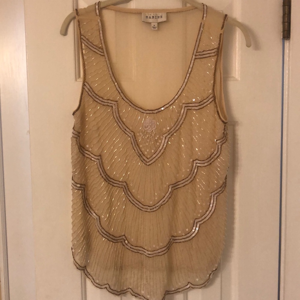 Sabine Bead & Sequins Sleeveless Top- Medium